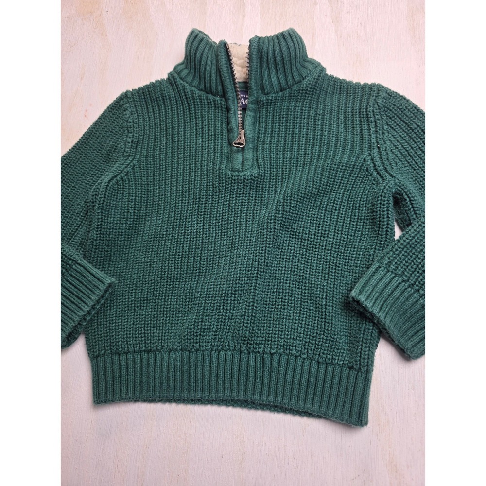 The Childrens Place Green Quarter Zip Sherpa Shaker Knit Sweater 12-18M
